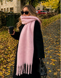 Winter Scarf for Women – Soft Pink Long Knit Scarf – Warm Elegant Shawl
