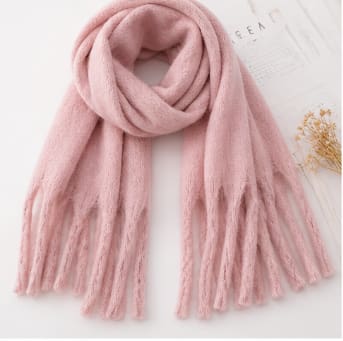 Winter Scarf for Women – Soft Pink Long Knit Scarf – Warm Elegant Shawl