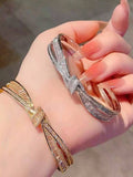 Women Crystal Bow Bracelet – Luxury Zircon Cuff Bangle