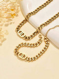 Women Gold Chain Necklace & Bracelet Set – Luxury Cuban Link Jewelry Set