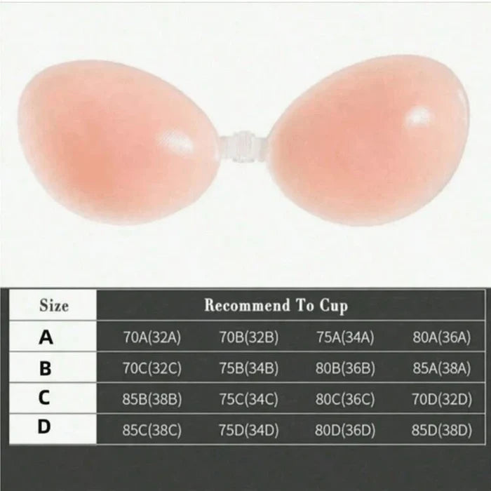Women Invisible Strapless Sticky Bra – Push Up Adhesive Silicone Bra