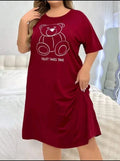 Women Loose Nightdress with Bear Print â€“ Trust Takes Time
