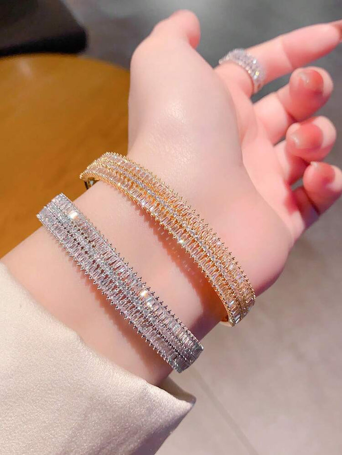 Women Luxury Crystal Bracelet & Ring Set – Gold and Silver Sparkling Jewelry Set