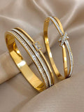 Women Luxury Gold Bracelet Set – Crystal Stainless Steel Fashion Bangles