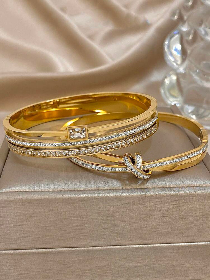 Women Luxury Gold Bracelet Set – Crystal Stainless Steel Fashion Bangles