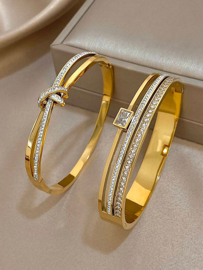 Women Luxury Gold Bracelet Set – Crystal Stainless Steel Fashion Bangles