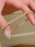 Women Luxury Gold Crystal Bracelet – Elegant Sparkling Tennis Bracelet