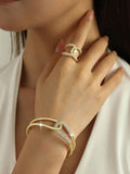 Women Luxury Jewelry Set – Gold Crystal Necklace & Adjustable Ring