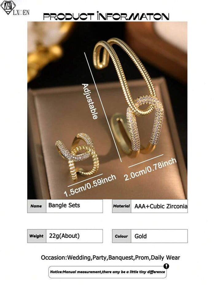 Women Luxury Jewelry Set – Gold Crystal Necklace & Adjustable Ring