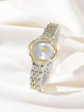 Women Luxury Two-Tone Watch – Crystal Bezel Stainless Steel Bracelet