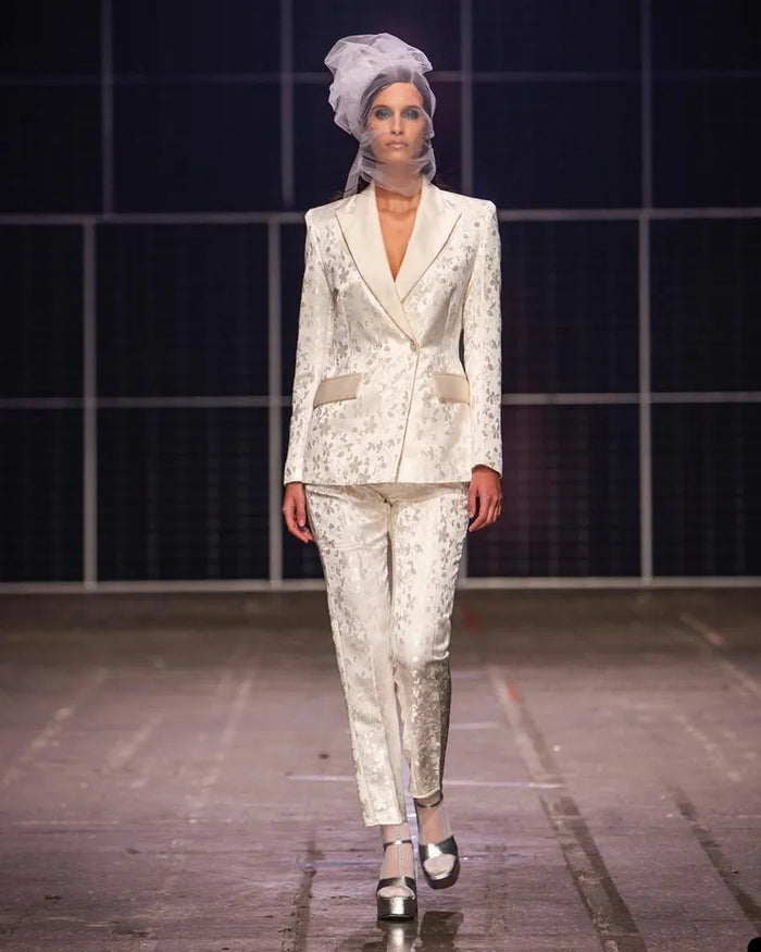 Women Pants Suits Floral Pattern Wedding Tuxedos Prom Evening Party Wear 2 Pieces - Envious Designs