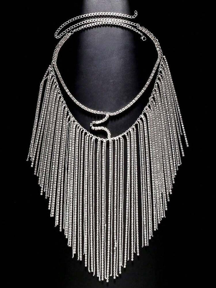 Women Rhinestone Face Chain Veil – Crystal Fringe Head Jewelry