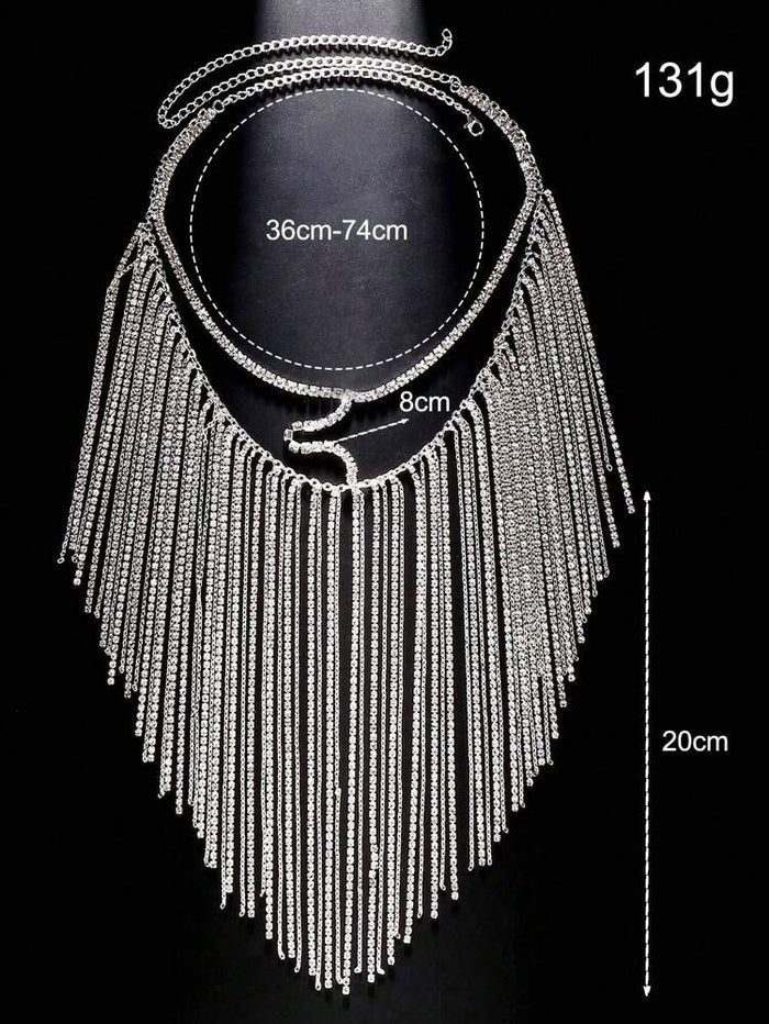 Women Rhinestone Face Chain Veil – Crystal Fringe Head Jewelry