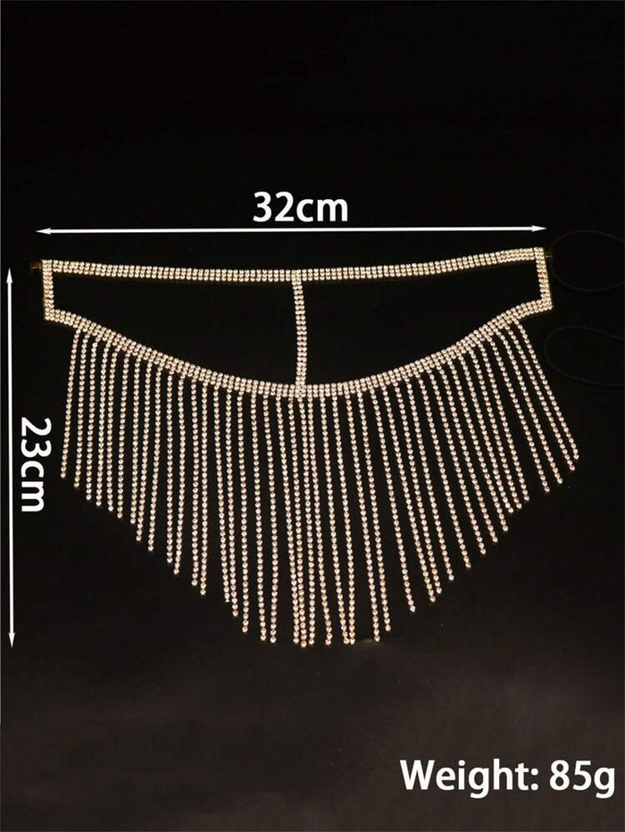 Women Rhinestone Face Chain Veil – Luxury Crystal Fringe Head Jewelry