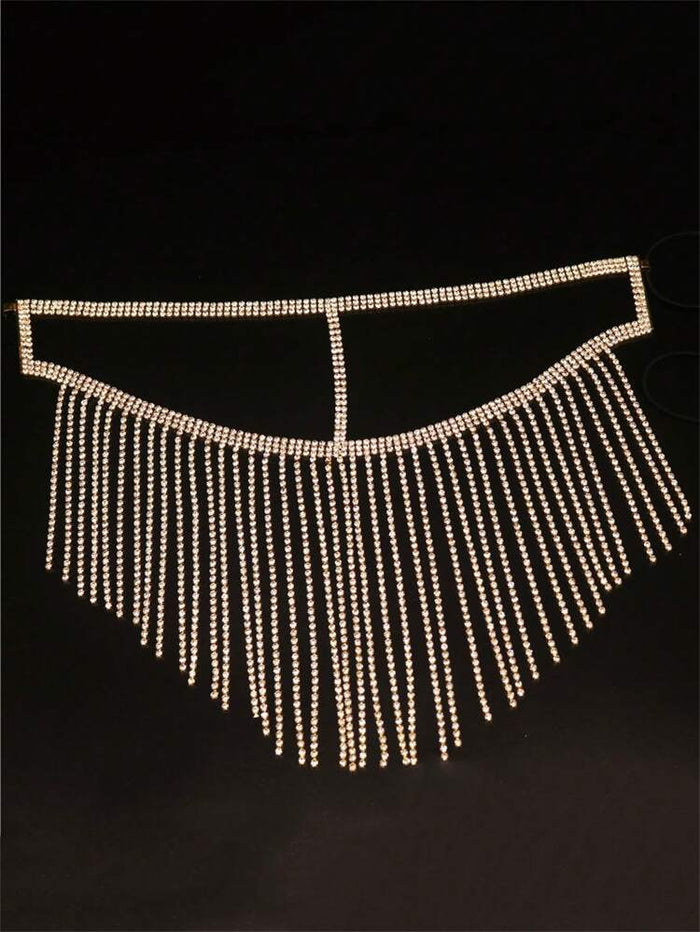 Women Rhinestone Face Chain Veil – Luxury Crystal Fringe Head Jewelry