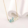 Womenâ€™s Arabic Name Necklace â€“ Gold Plated with Turquoise Touch