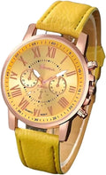 Womenâ€™s Yellow Strap Watch with Gold Dial and Rose Gold Case