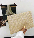 Women’s Beige Woven Zipper Clutch Bag