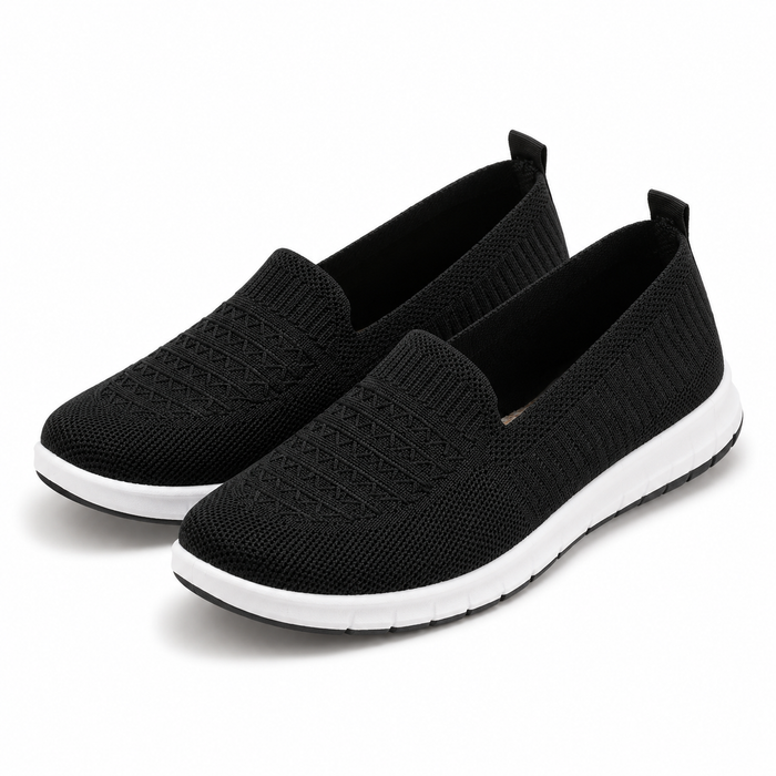 Women’s Black Knit Slip-On Walking Shoes
