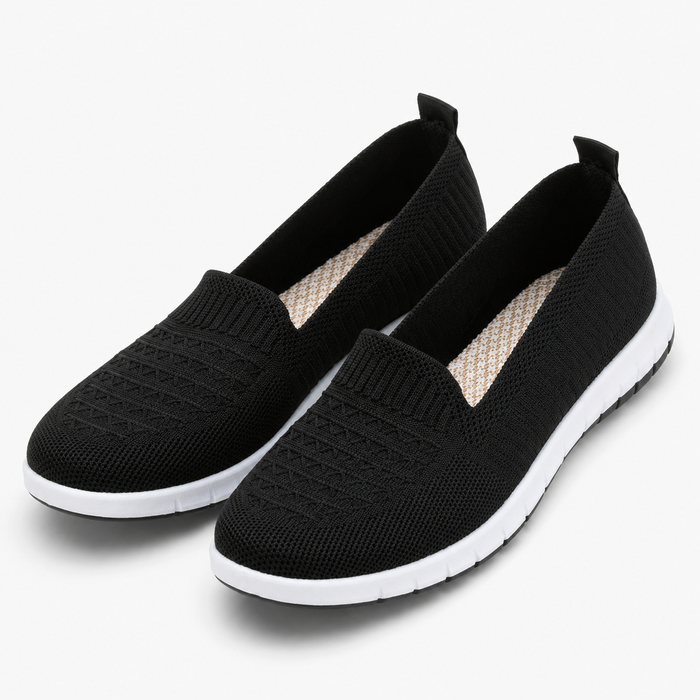 Women’s Black Knit Slip-On Walking Shoes