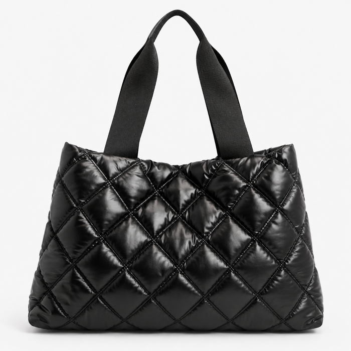 Women’s Black Quilted Puffer Tote Bag