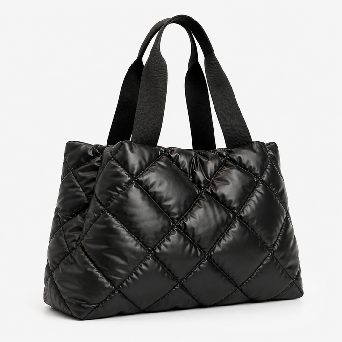 Women’s Black Quilted Puffer Tote Bag