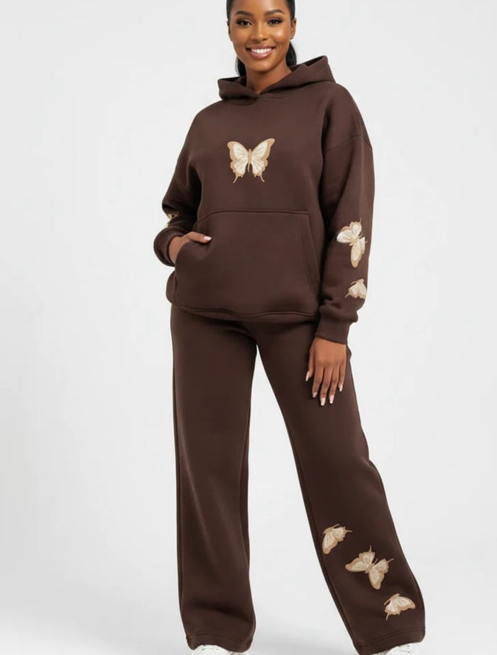 Women’s Casual Butterfly Print Tracksuit Set