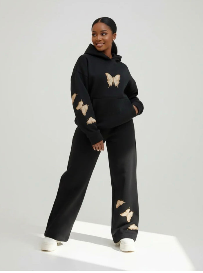 Women’s Casual Butterfly Print Tracksuit Set