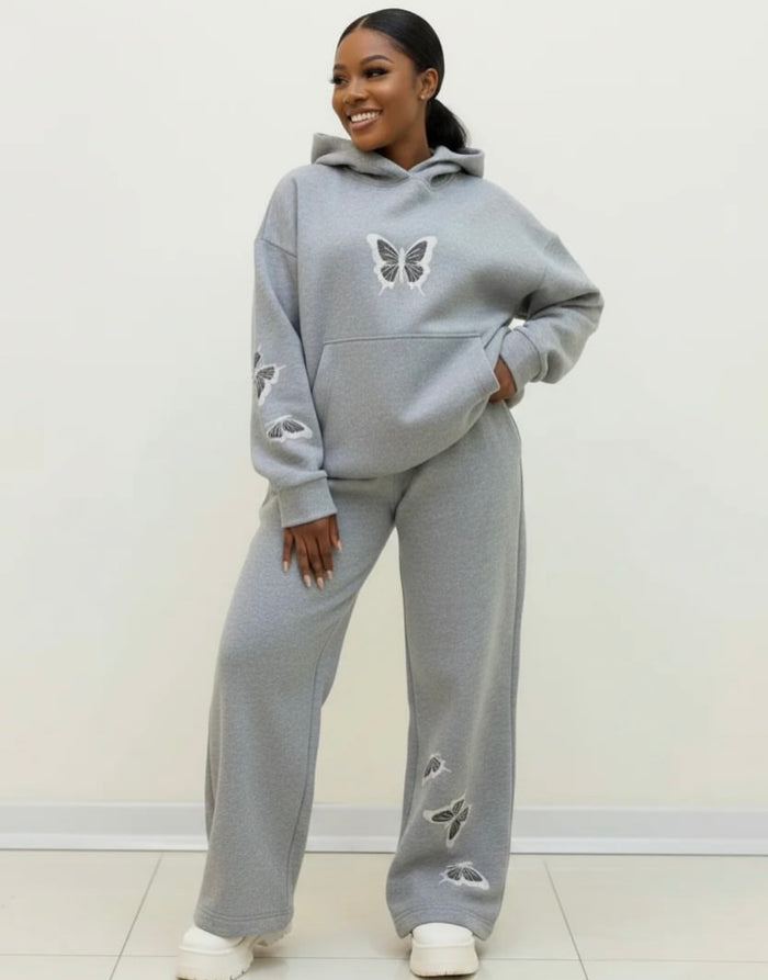 Women’s Casual Butterfly Print Tracksuit Set