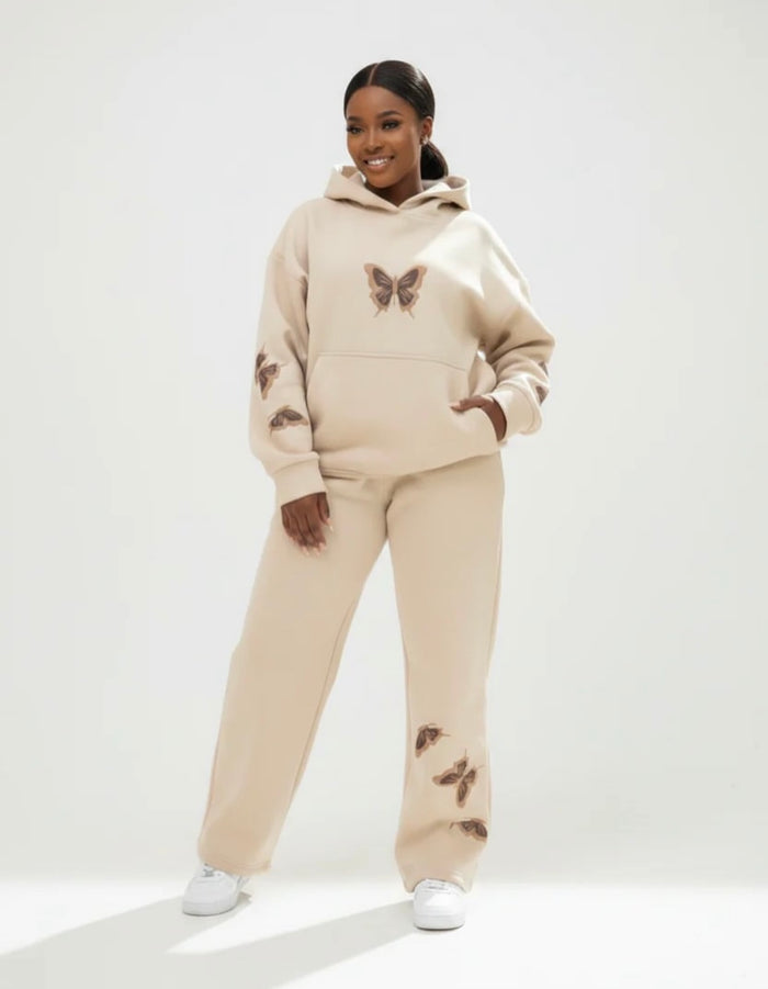 Women’s Casual Butterfly Print Tracksuit Set