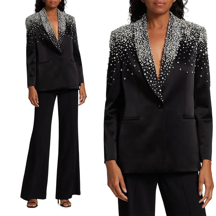 Women's Crystal Beading 2 Pieces Suit - Envious Designs
