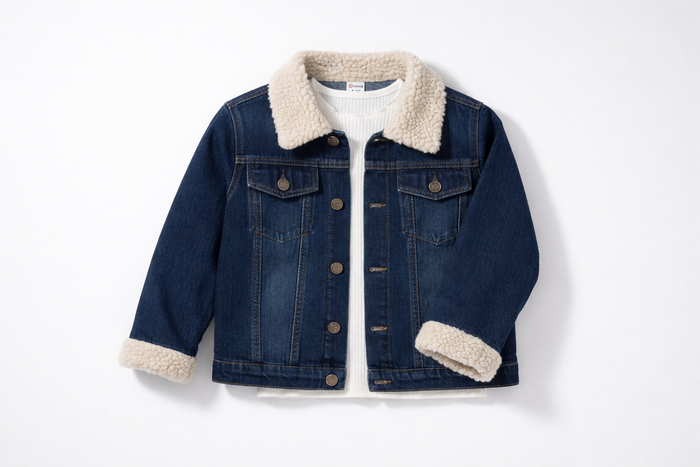 Women’s Denim Jacket with Sherpa Collar – Classic Winter Style