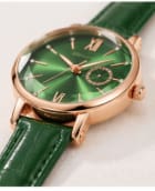 Women’s Fashion Quartz Watch – Glossy Dial – Gold Tone Case – Dark Green & Blue Strap