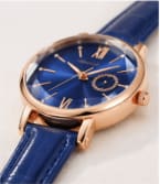 Women’s Fashion Quartz Watch – Glossy Dial – Gold Tone Case – Dark Green & Blue Strap