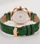 Women’s Fashion Quartz Watch – Glossy Dial – Gold Tone Case – Dark Green & Blue Strap