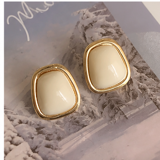 Women’s Ivory Stone Gold-Tone Stud Earrings