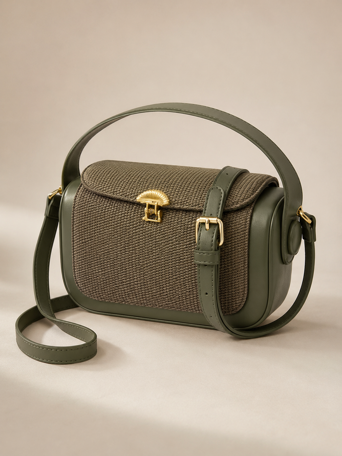 Women’s Olive Green Structured Crossbody Bag