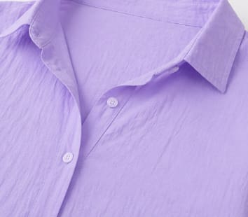 Women's Oversized Lavender Button Front Shirt – Casual Long Sleeve Relaxed Fit Blouse