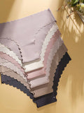 Women’s Seamless Scalloped Edge Panties Set – Soft Mid Waist Invisible Briefs – Multi Color Shein Style