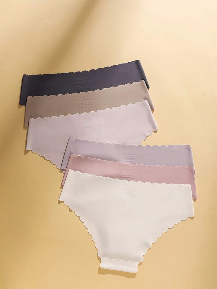 Women’s Seamless Scalloped Edge Panties Set – Soft Mid Waist Invisible Briefs – Multi Color Shein Style