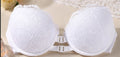 Women’s Strapless Front Closure Push Up Lace Bra – White Padded Backless Tube Bra for Off Shoulder Dresses