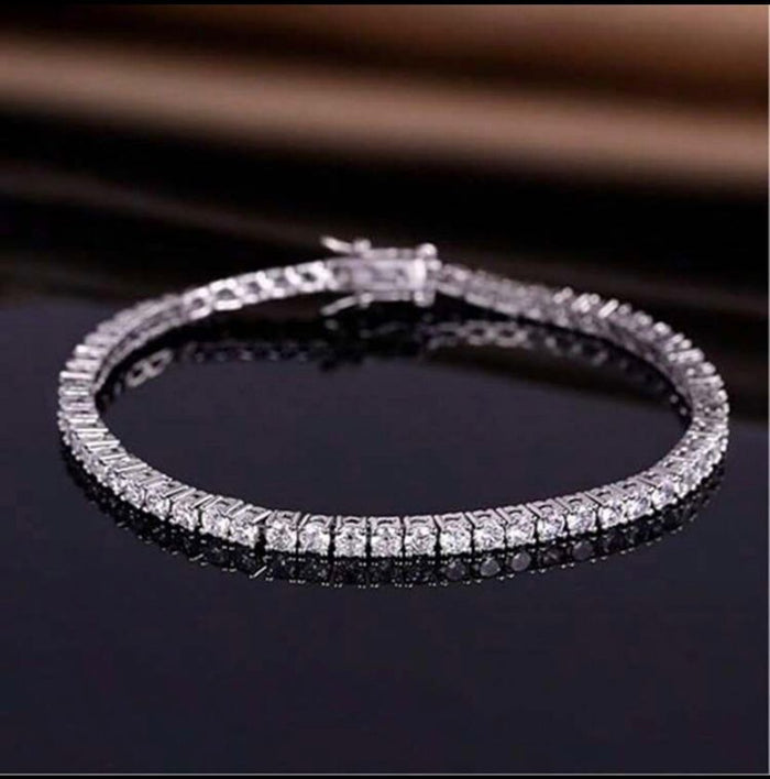 Women’s Tennis Bracelet 6.5 Inch – Crystal Link Bracelet – Elegant Minimal Silver & Gold Wrist Jewelry