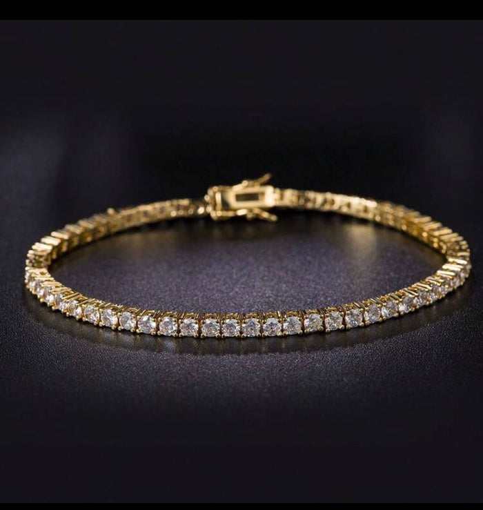 Women’s Tennis Bracelet 6.5 Inch – Crystal Link Bracelet – Elegant Minimal Silver & Gold Wrist Jewelry