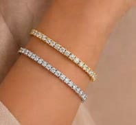 Women’s Tennis Bracelet 6.5 Inch – Crystal Link Bracelet – Elegant Minimal Silver & Gold Wrist Jewelry