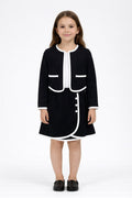 Women’s Two-Piece Skirt Set with Contrast Trim – Black & White