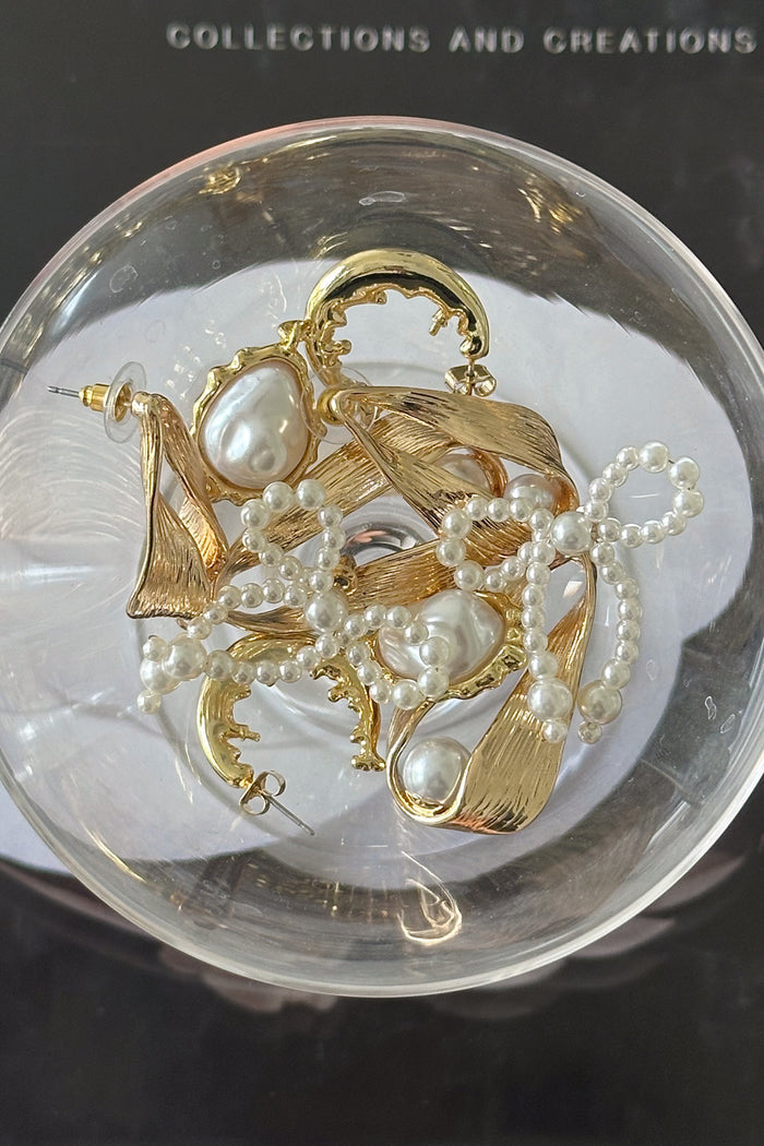 Aerial view | Gold Rhinestone Curved Drop studs| Dance event studs