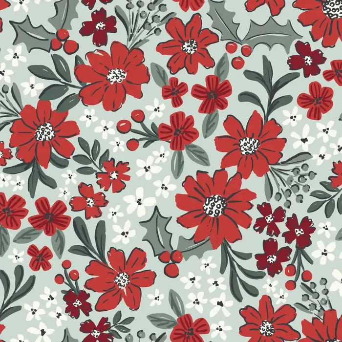 Xmas Floral Grace Light Green - Family Fabrics B.V.