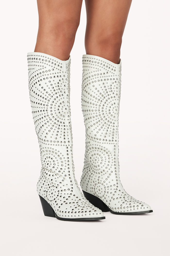 tall knee high cowgirl boots with circle studded pattern