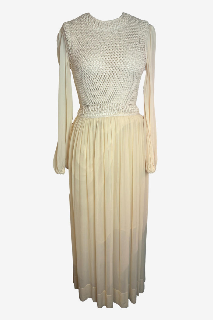 Zimmermann Beige Crochet Long Sleeve Midi Dress