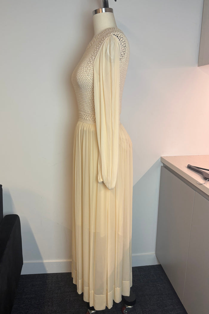 Zimmermann Beige Crochet Long Sleeve Midi Dress